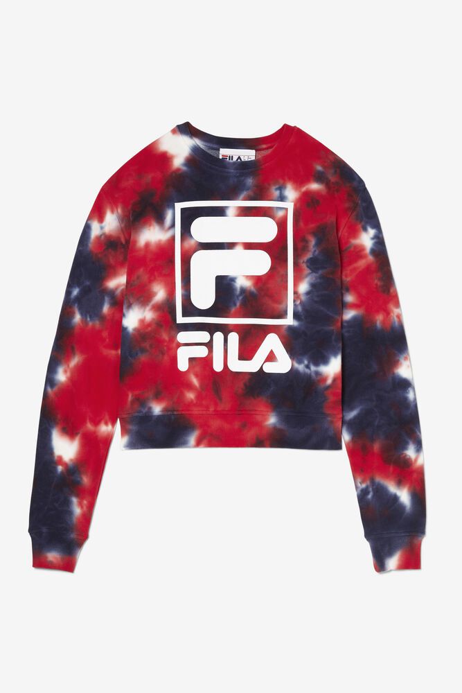 Fila Sweatshirt Dame Mørkeblå/Rød Ashley Tie Dye JMY-416283